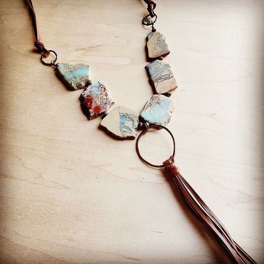 Aqua Terra Necklace with Hoop and Tassel