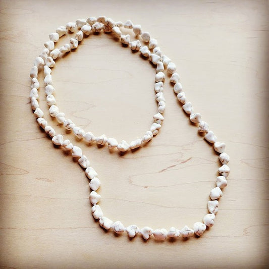 Boho Beaded Layered Necklace w/ White Turquoise